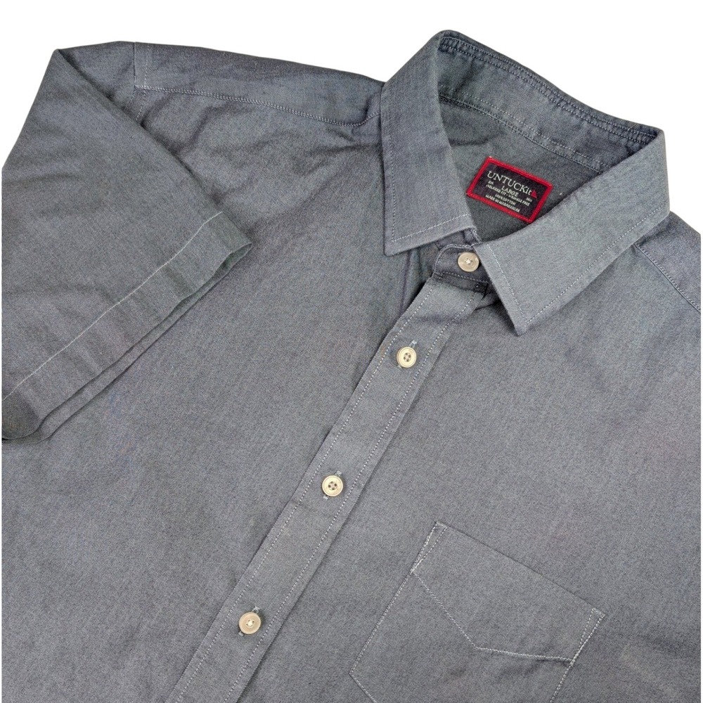 UNTUCKit Button Down Shirt Mens Large Blue Relaxed Fit Wrinkle Free Hargrove WF